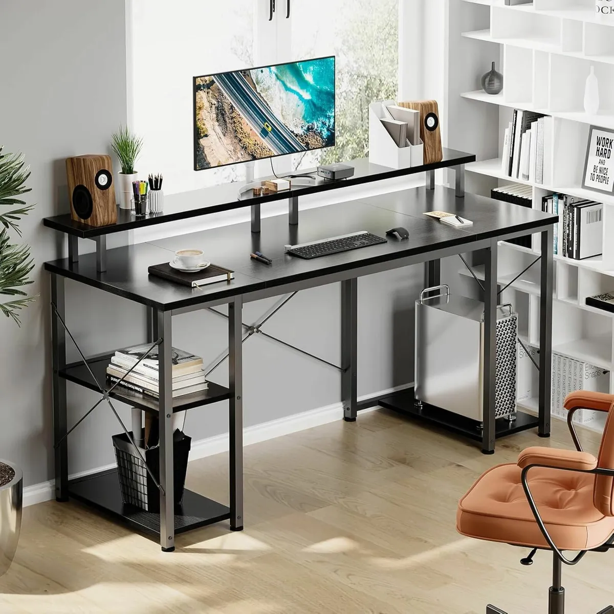 Computer Desk Shelves 120x50cm Storage Office Desk - Image 1