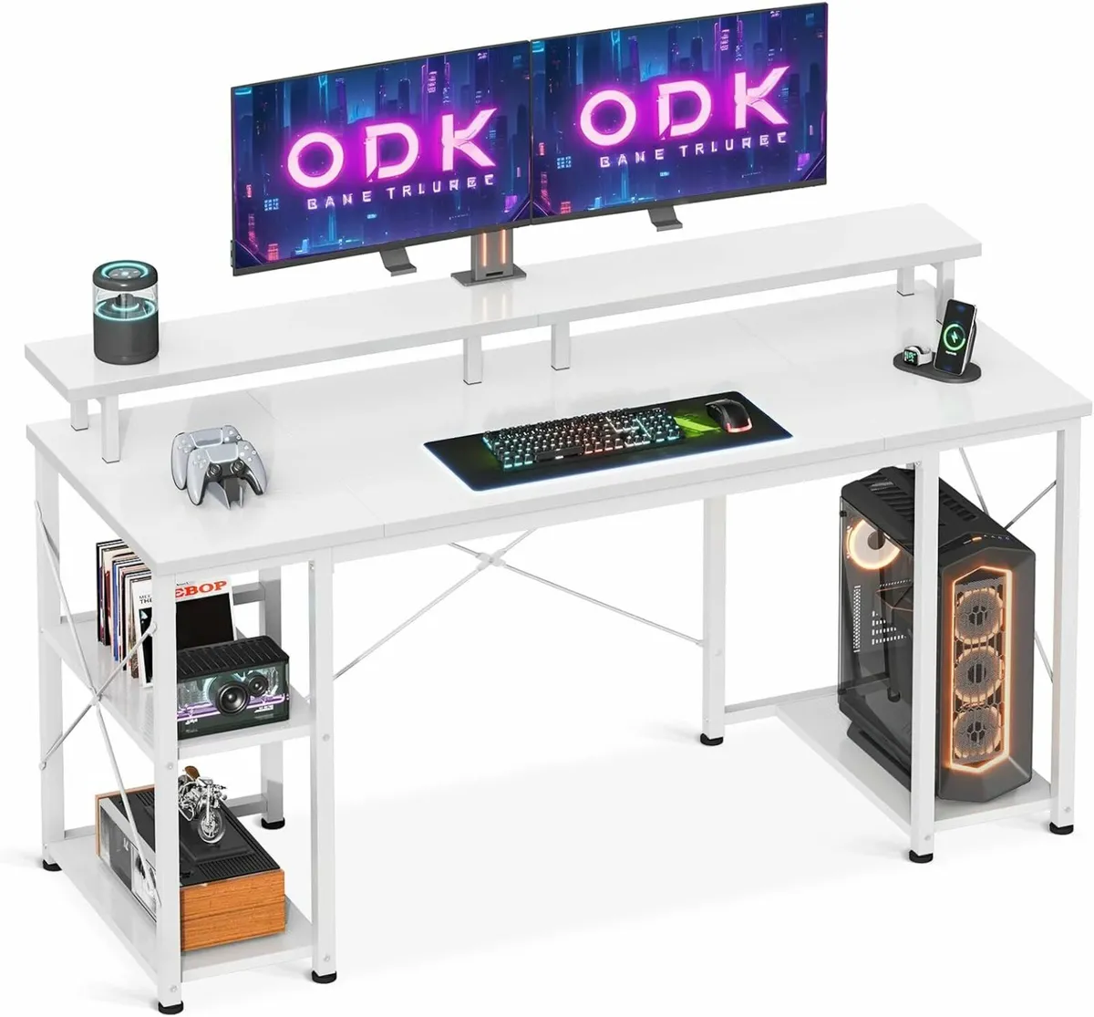 Computer Desk Shelves 120x50cm Gaming Desk white - Image 1