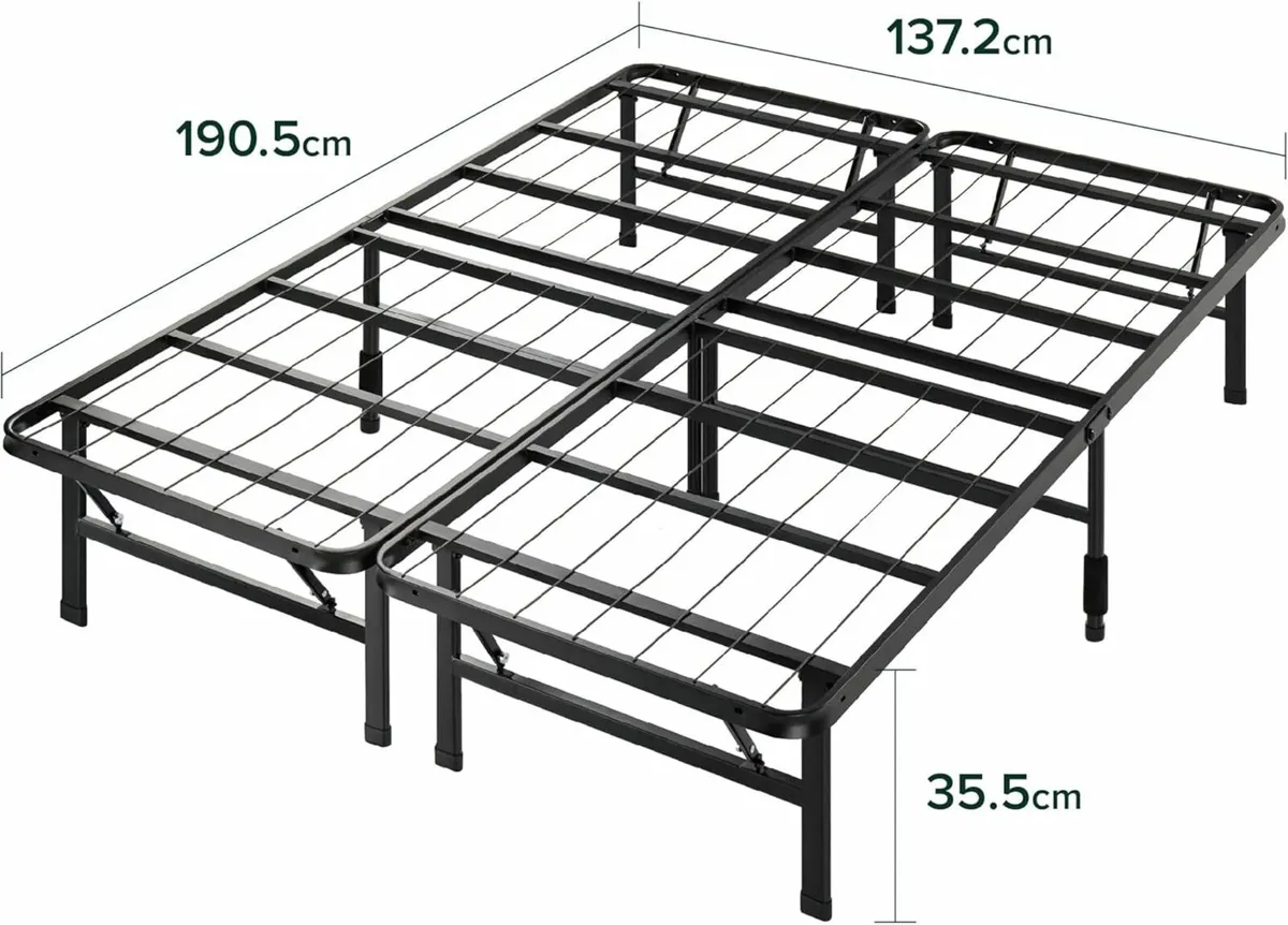 Double Bed frame 135x190cm Underbed Storage Black - Image 4