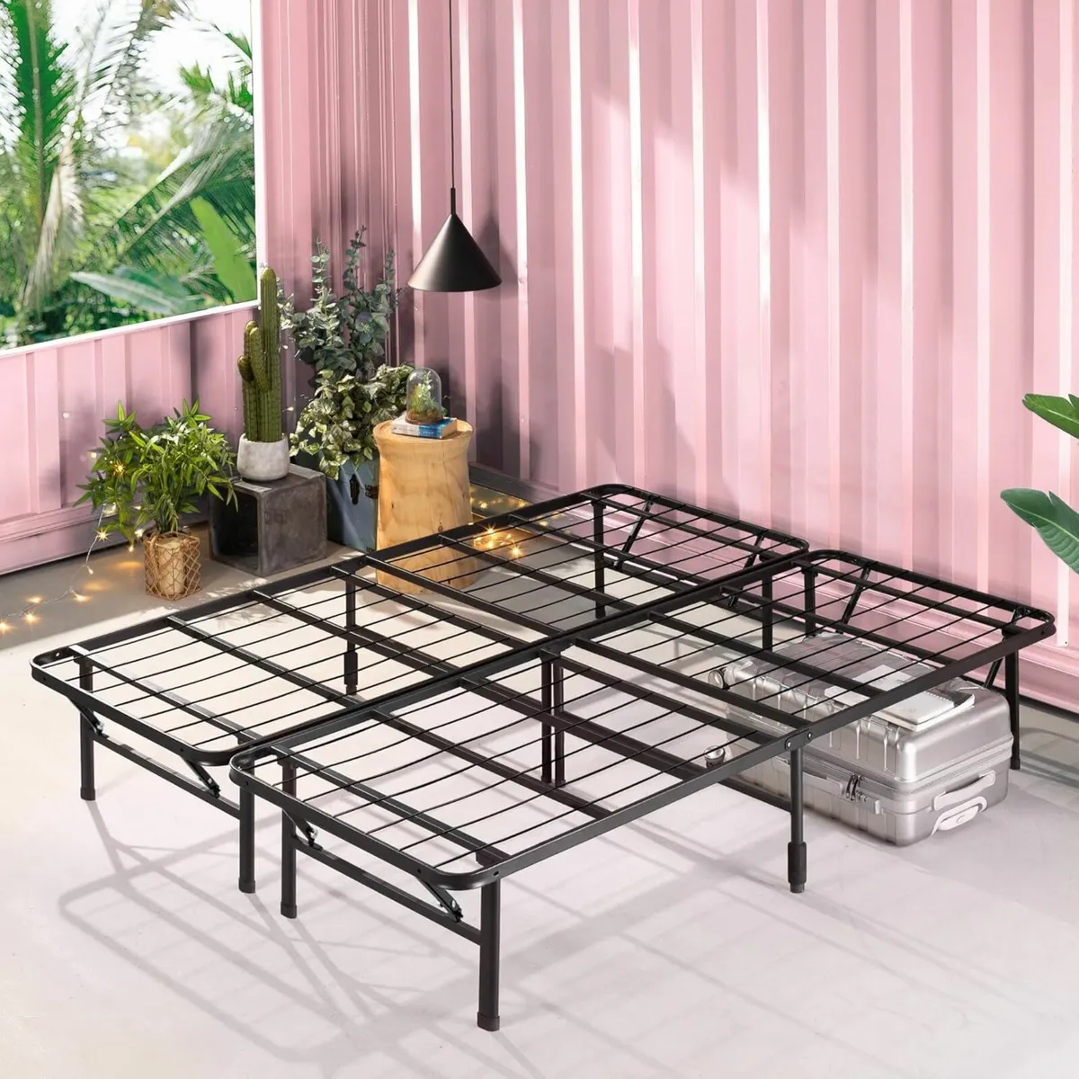 Double Bed frame 135x190cm Underbed Storage Black - Image 1