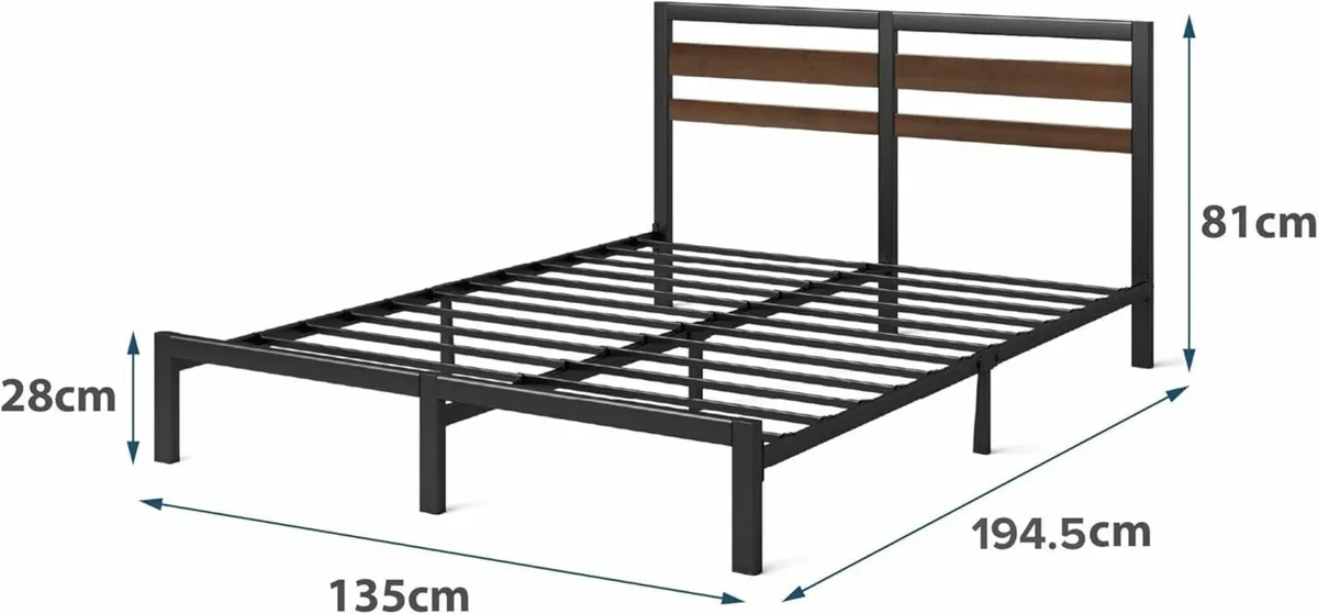 Double Bed Frame 135x190cm Black Brown - Image 3