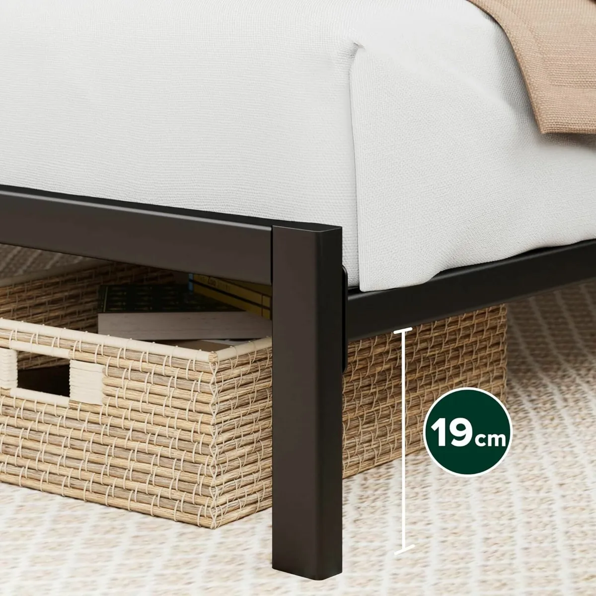 Double Bed Frame 135x190cm Black Brown - Image 4
