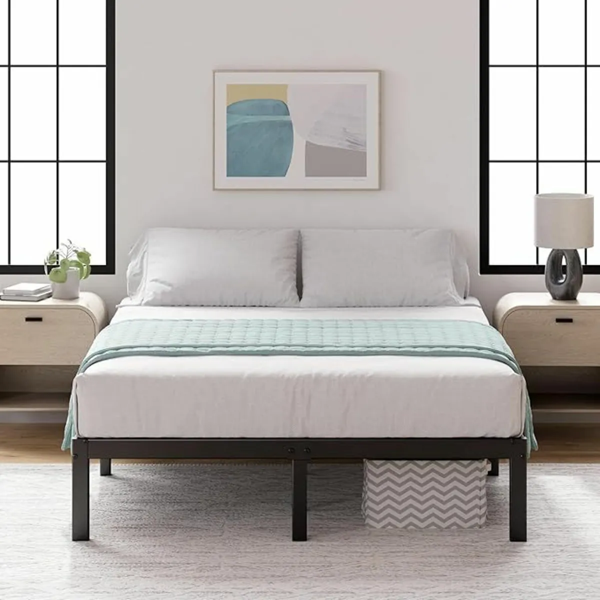 Double Bed frame 135x190cm storage Black - Image 1