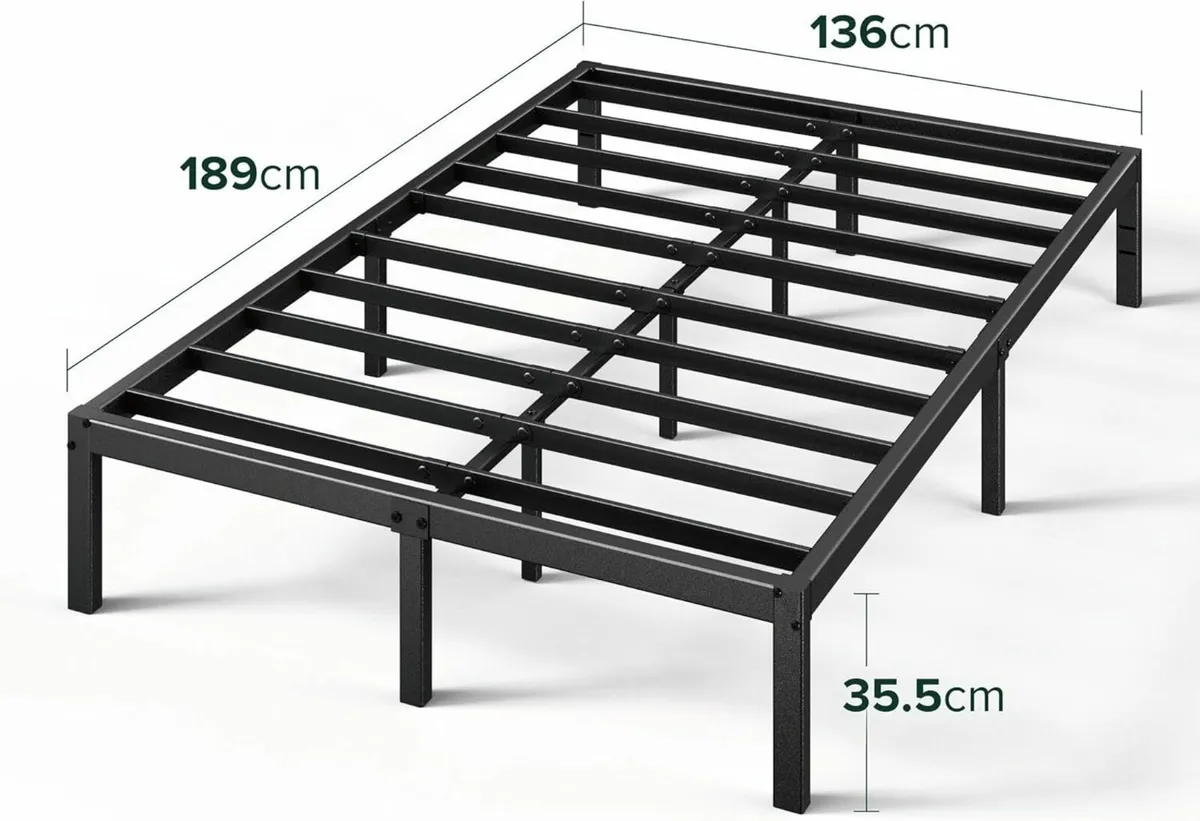 Double Bed frame 135x190cm storage Black - Image 2
