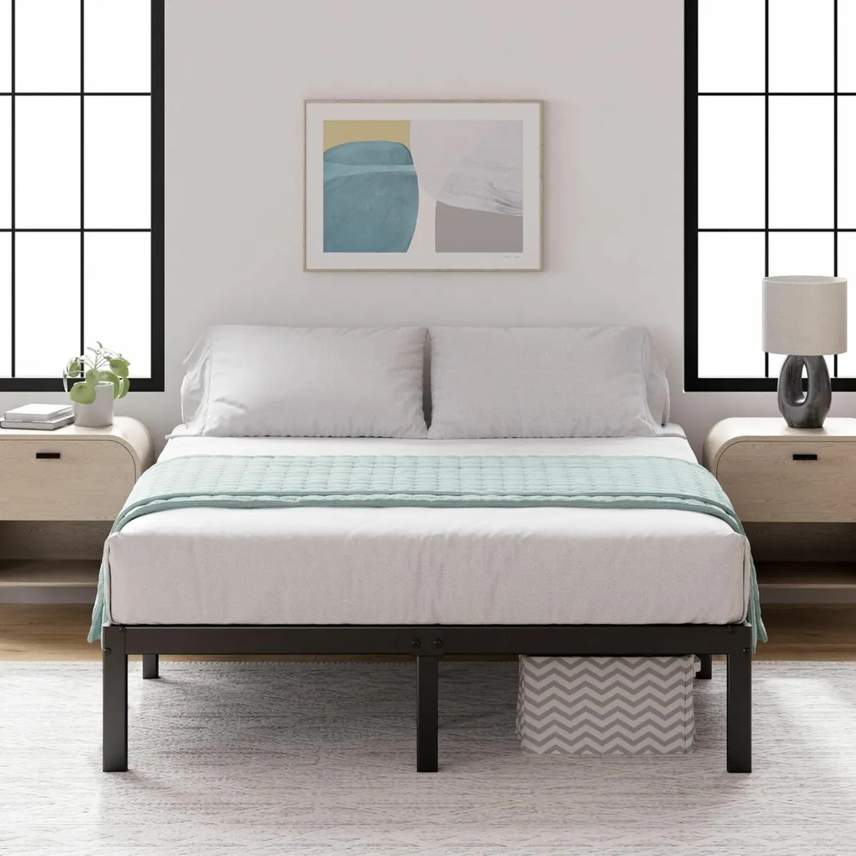 Double Bed frame 135x190cm storage Black - Image 3