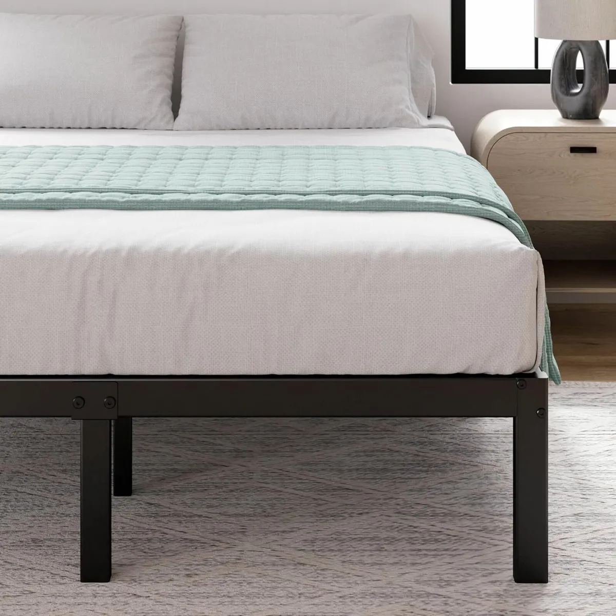 Double Bed frame 135x190cm storage Black - Image 4