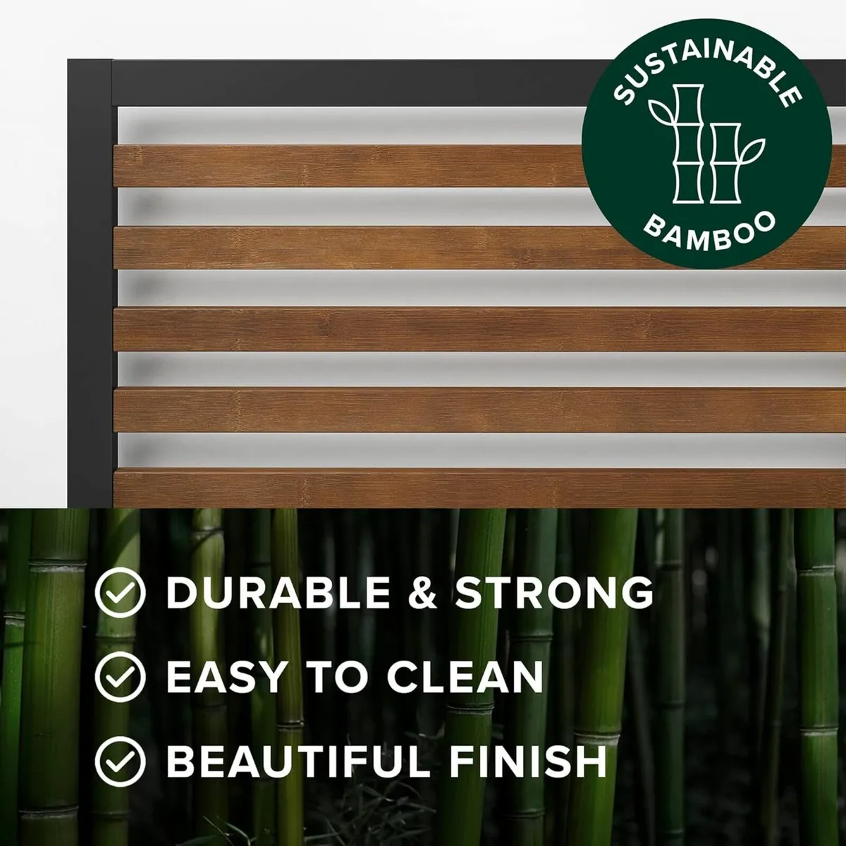 Double Bed frame 135x190cm slat support Brown - Image 3