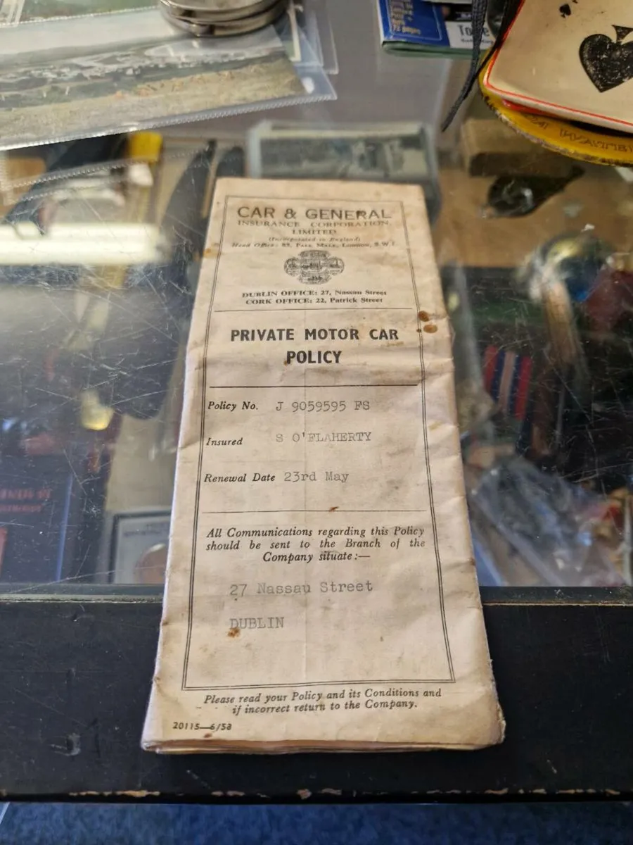 Vintage 1930's Car Insurance Policy Tax Disc - Image 1