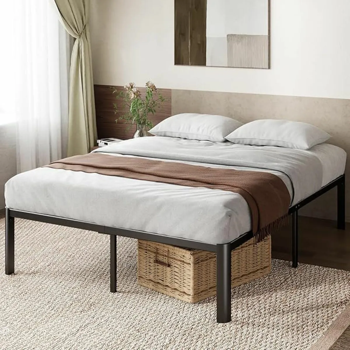 Double Bed frame 135x190cm storage slat support - Image 1