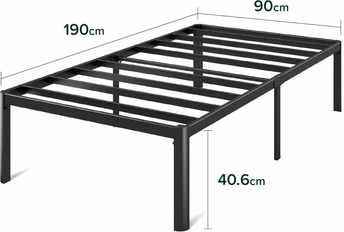 Single Bed frame 90x190 cm Underbed Storage Black - Image 2