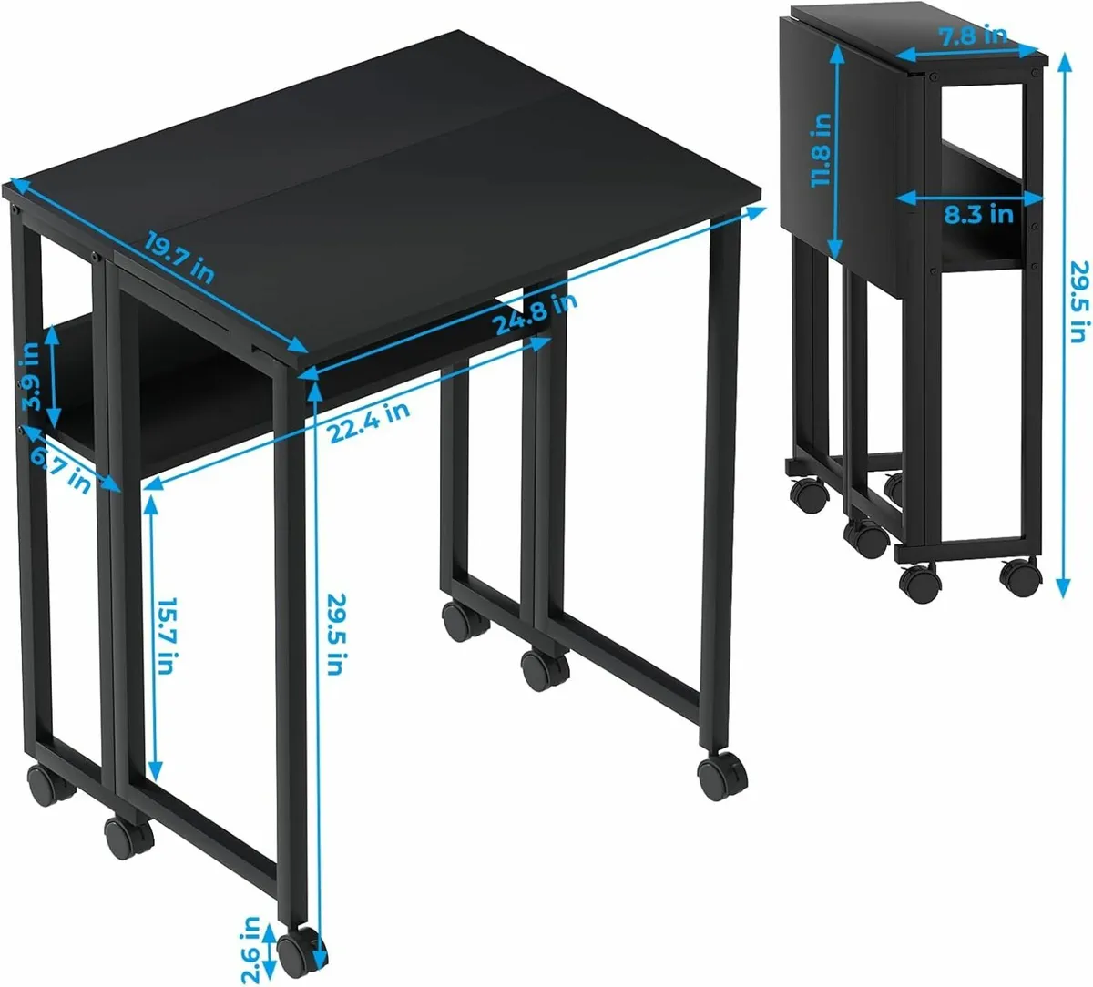 Small Folding Desk Storage Shelf 63 cm end table - Image 4