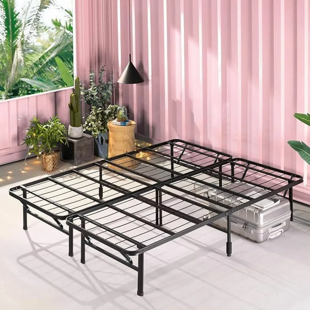 King Size Bed frame 150x200cm  Storage black - Image 1