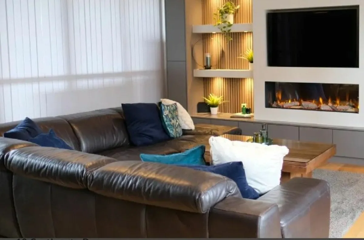 Brown Leather Corner Sofa 3m x 3m - Image 1