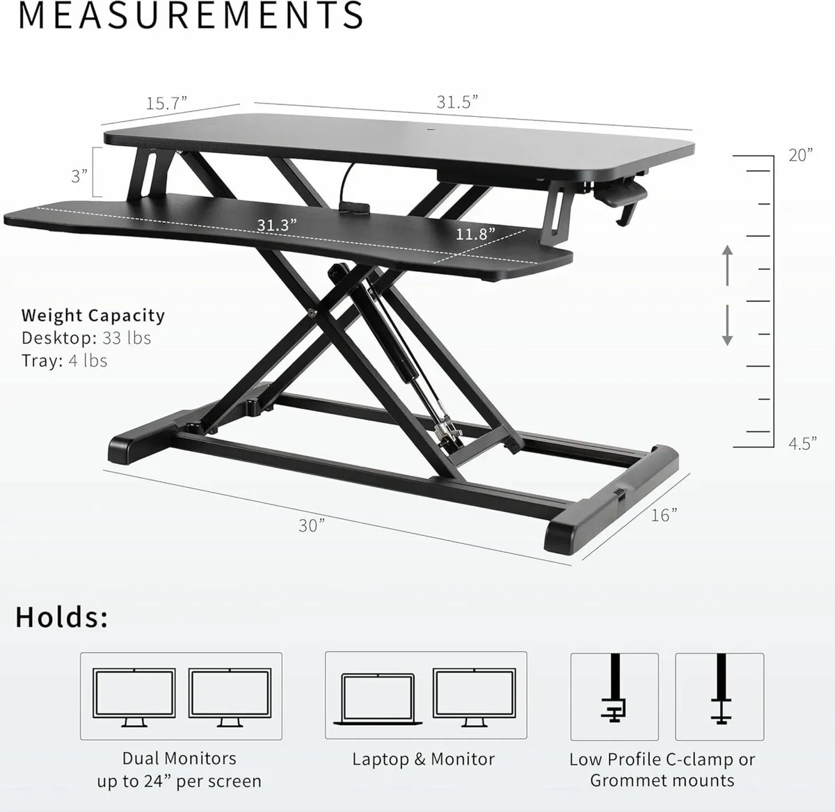 Standing 81cm Desk Converter  Height Adjustable - Image 2