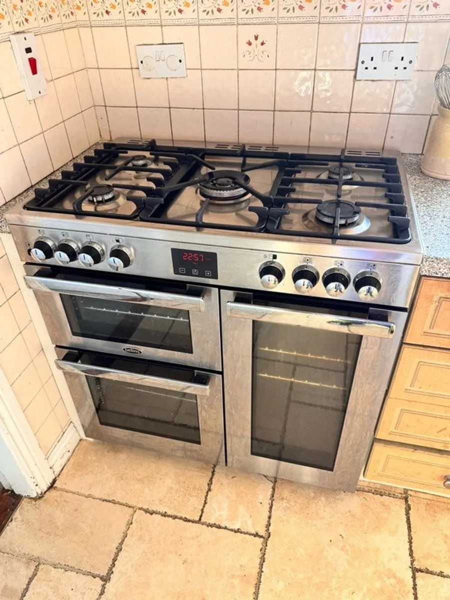 BELLING Gourmet 90DFT 90 cm Dual Fuel Range Cooker - Stainless Steel - Image 1