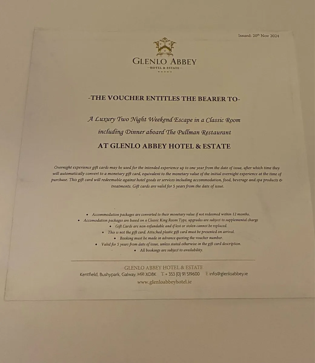 Weekend package in 5 Star Glenlo Abbey Galway - Image 2