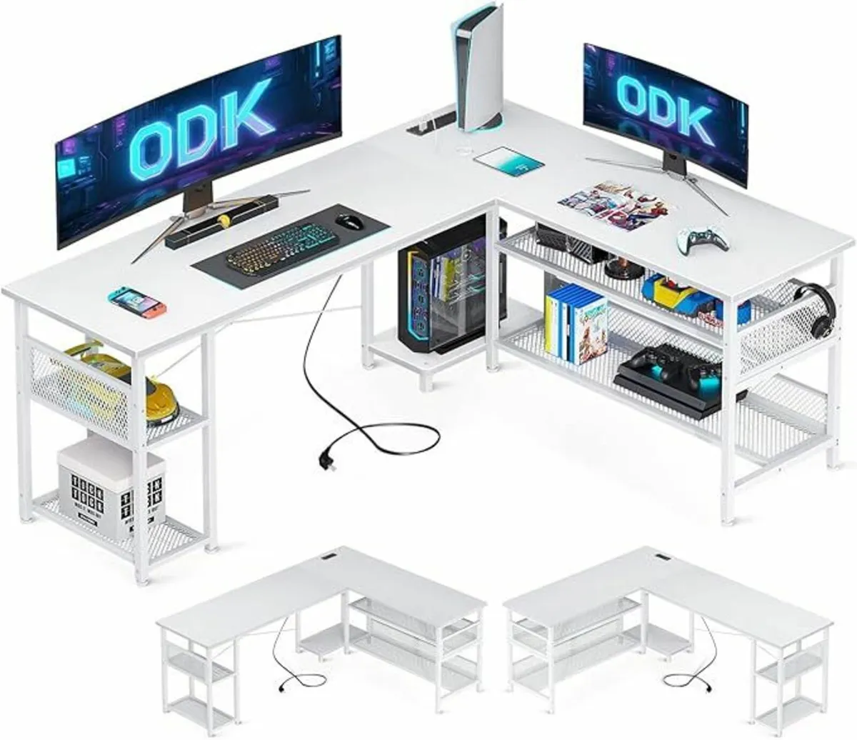 L Shaped Gaming Desk 168x120cm Reversible desk - Image 2