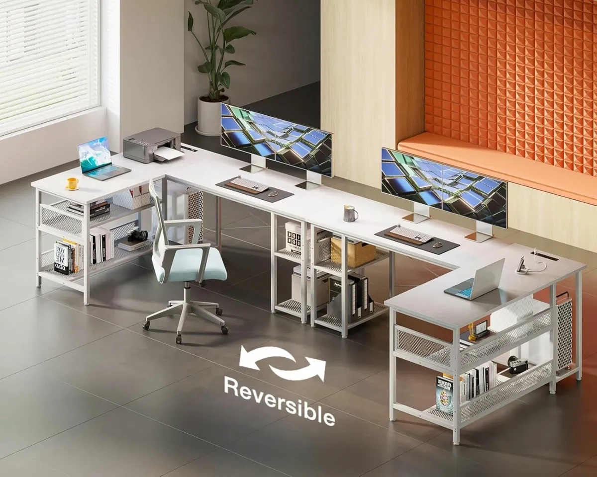 Gaming Desk, 150x102cm Home Office, White - Image 3