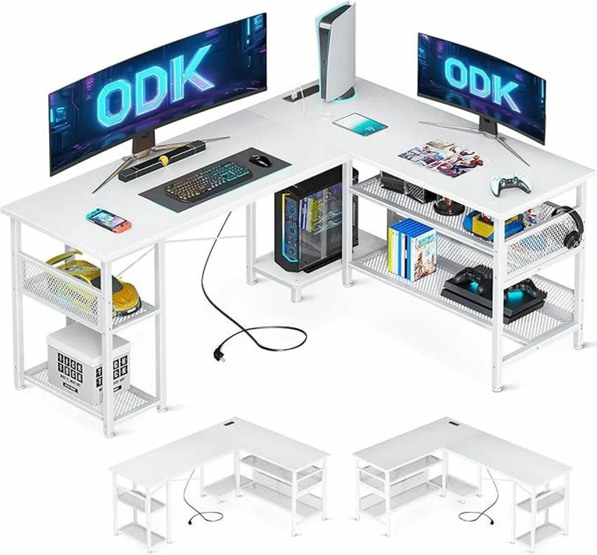 Gaming Desk, 150x102cm Home Office, White - Image 1