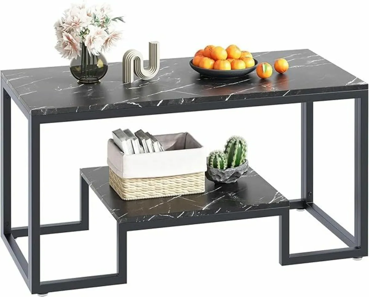 2 Tier Coffee Table Center Living Room 100x50cm - Image 2