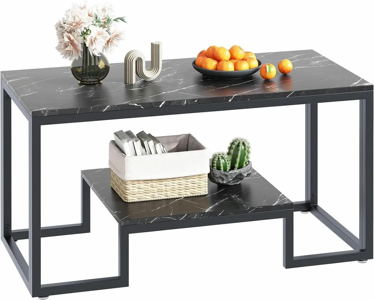 2 Tier Coffee Table Center Living Room 100x50cm - Image 3
