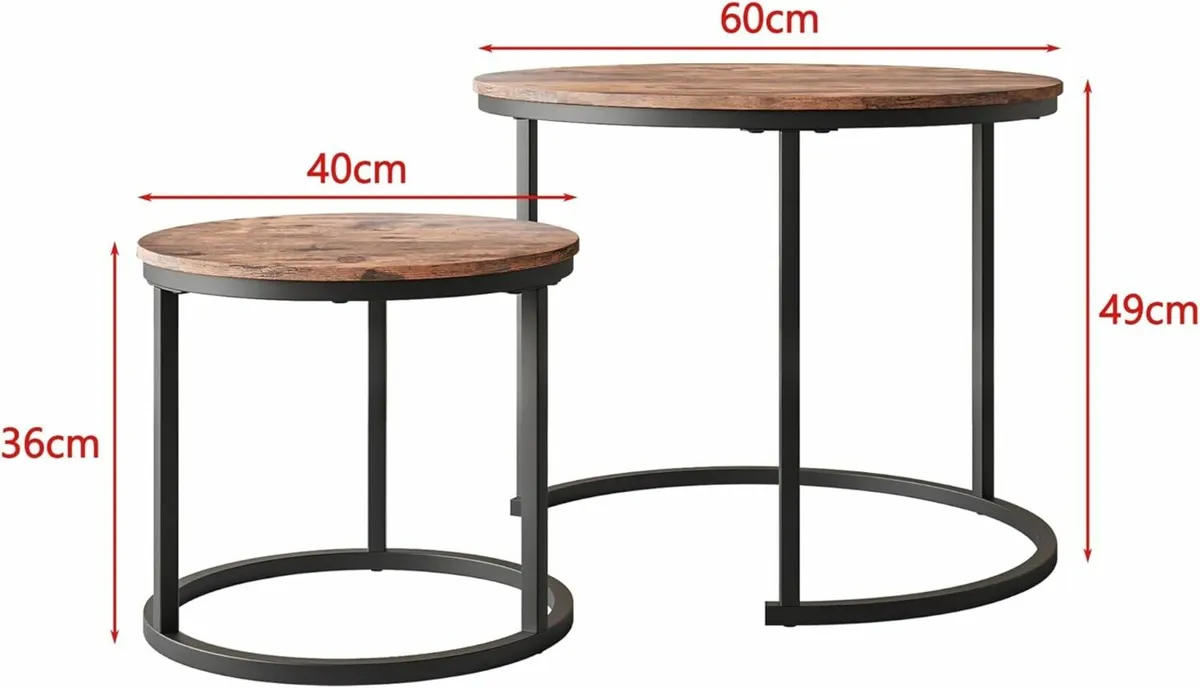 Living Room Round Coffee Table Set of 2 Office - Image 2