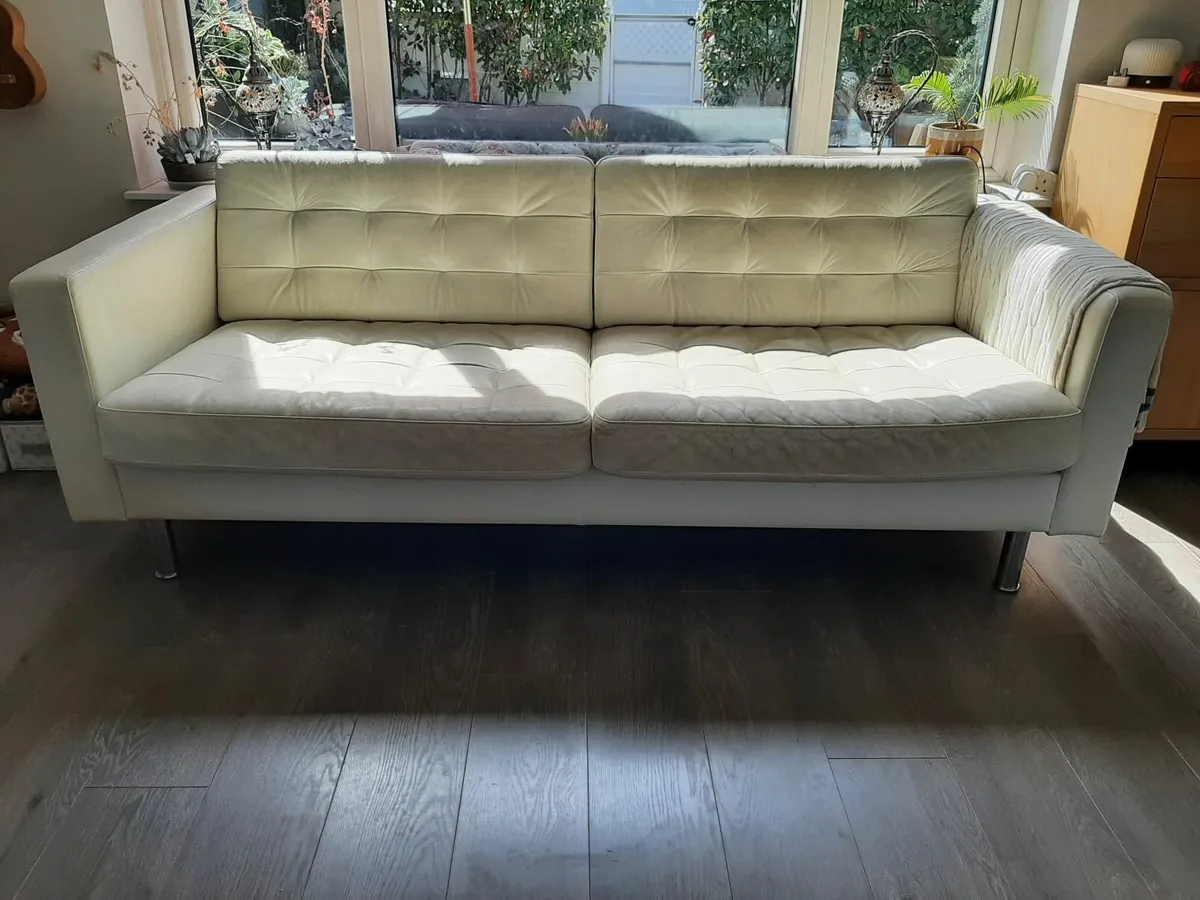 Free 2 Seater Cream Leather Sofa