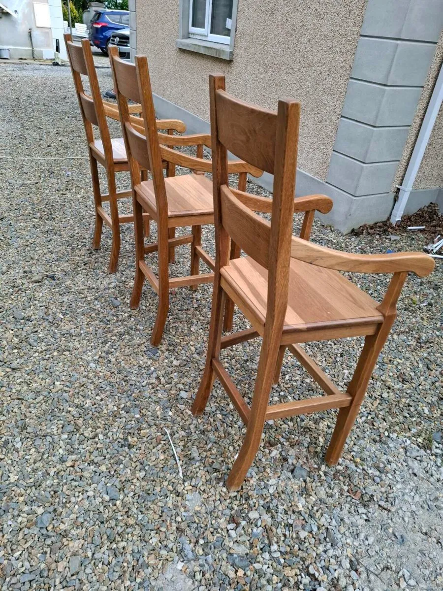 3 x new solid oak high bar chairs - Image 2