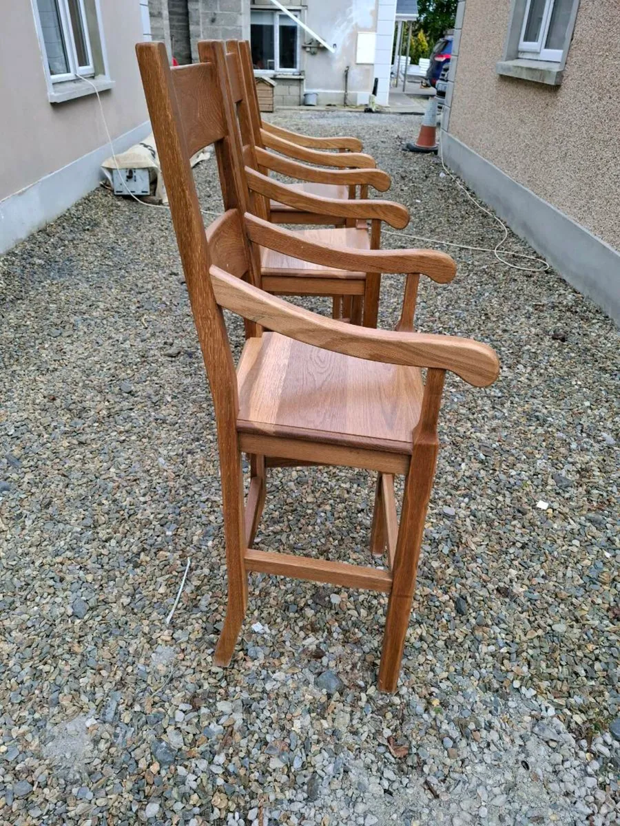 3 x new solid oak high bar chairs - Image 3