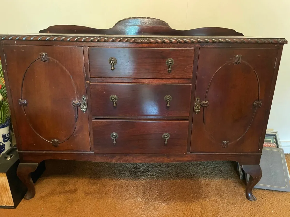 Antique Mahogany Sideboard with Carved Detail - Image 1