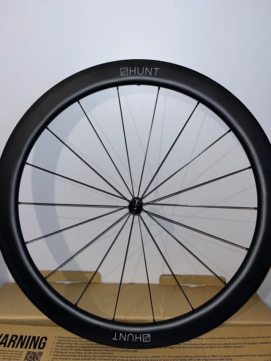 Hunt Carbon 50 Wide Aero Bicycle Wheels (Unused) - Image 1