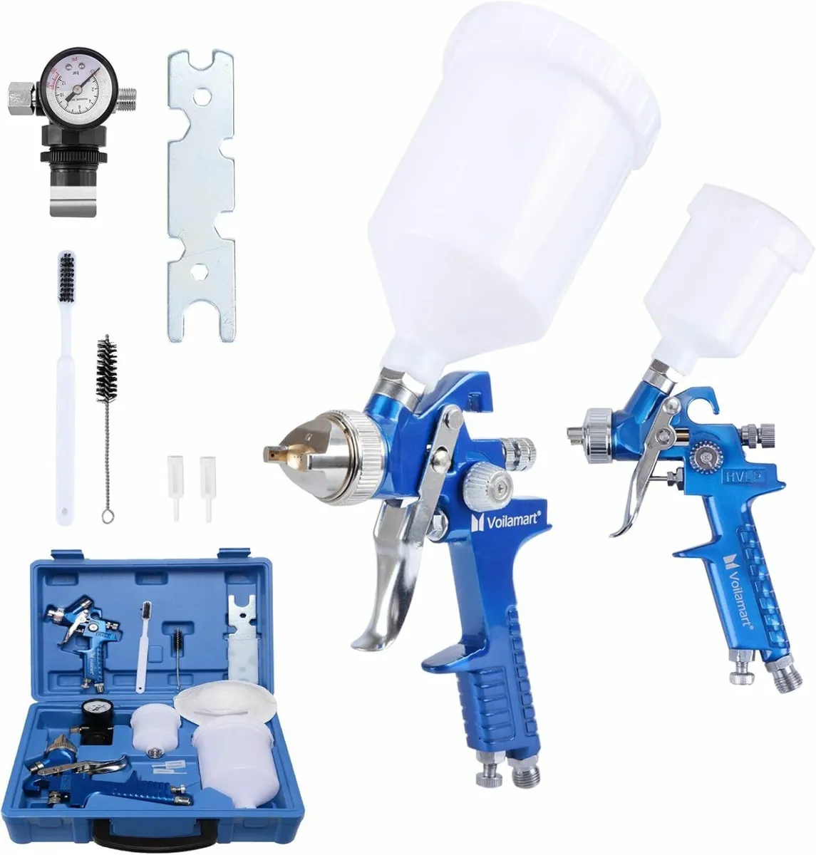 2 Set HVLP Gravity Feed Spray Gun Set with 600CC 1