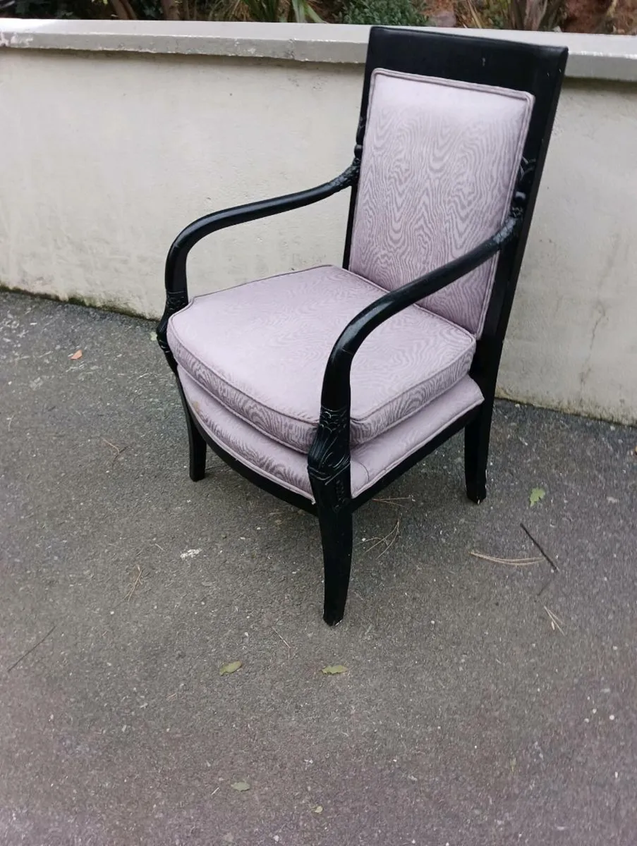 Lovely side chair , unusual prints on handles - Image 1
