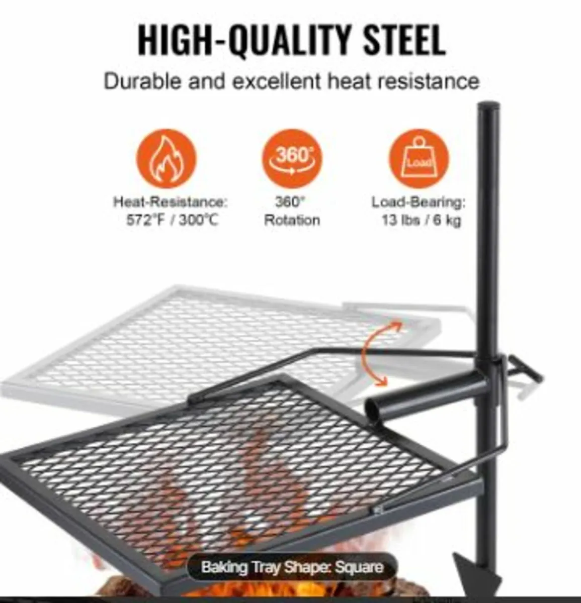 Swivel Campfire Grill Heavy Duty Steel Open Fire - Image 3