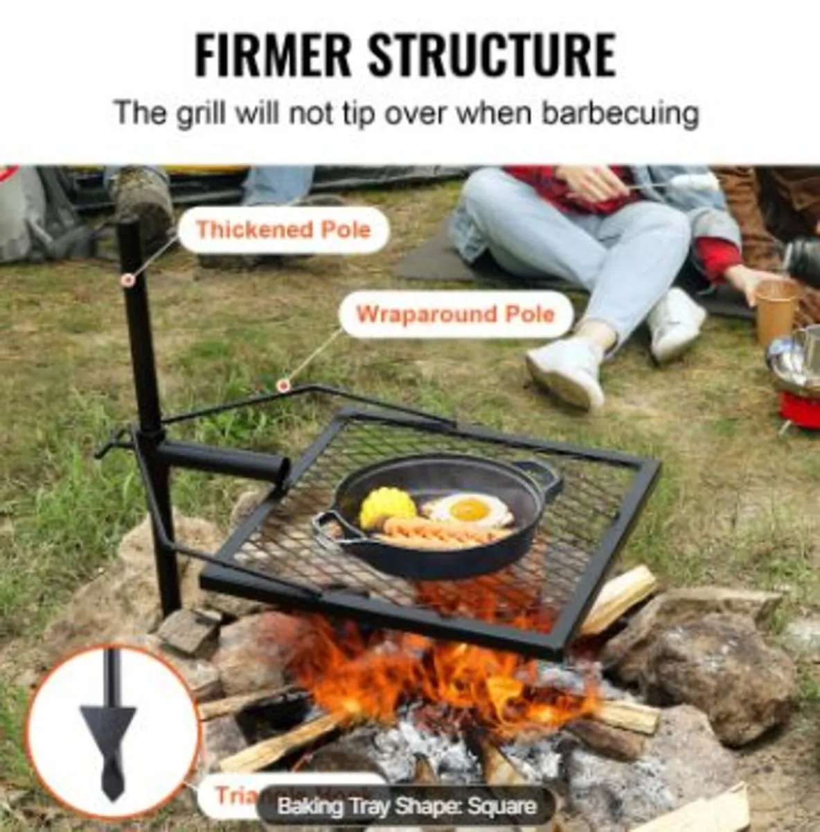 Swivel Campfire Grill Heavy Duty Steel Open Fire - Image 4