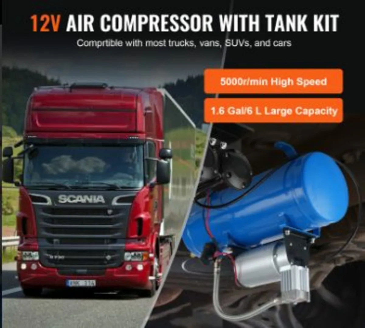 12V Air Compressor with Tank 1.6 - Image 2