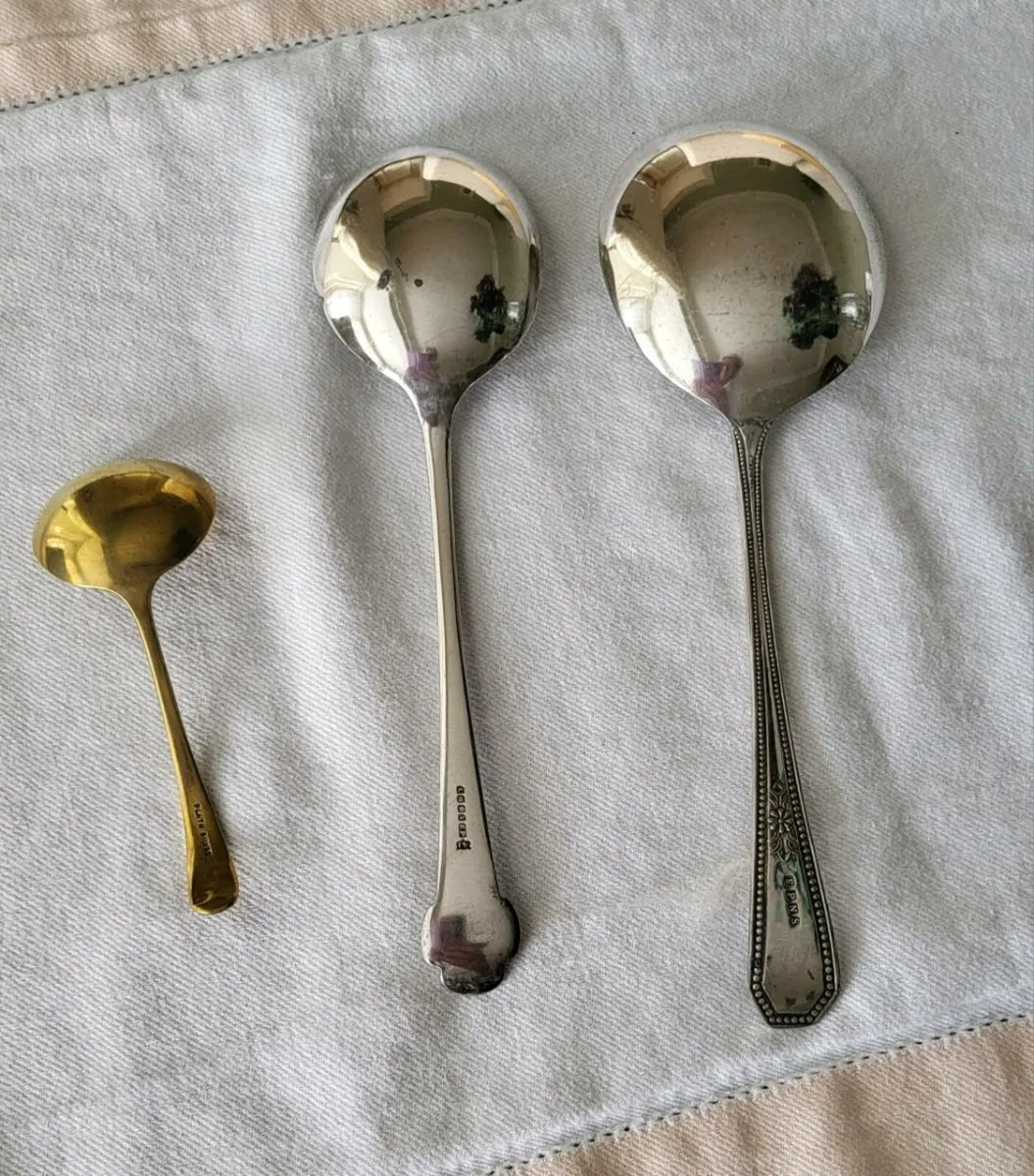 3 silver plate spoons - Image 2