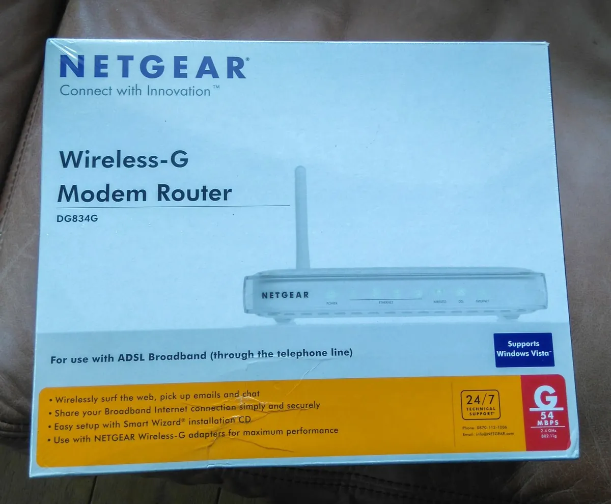 NETGEAR WIRLESS G MODERN ROUTER (BRAND NEW). - Image 1