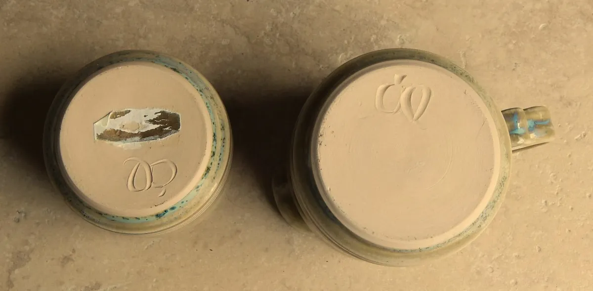 Studio Pottery Stamped Milk Jug & Sugar Bowl - Image 3