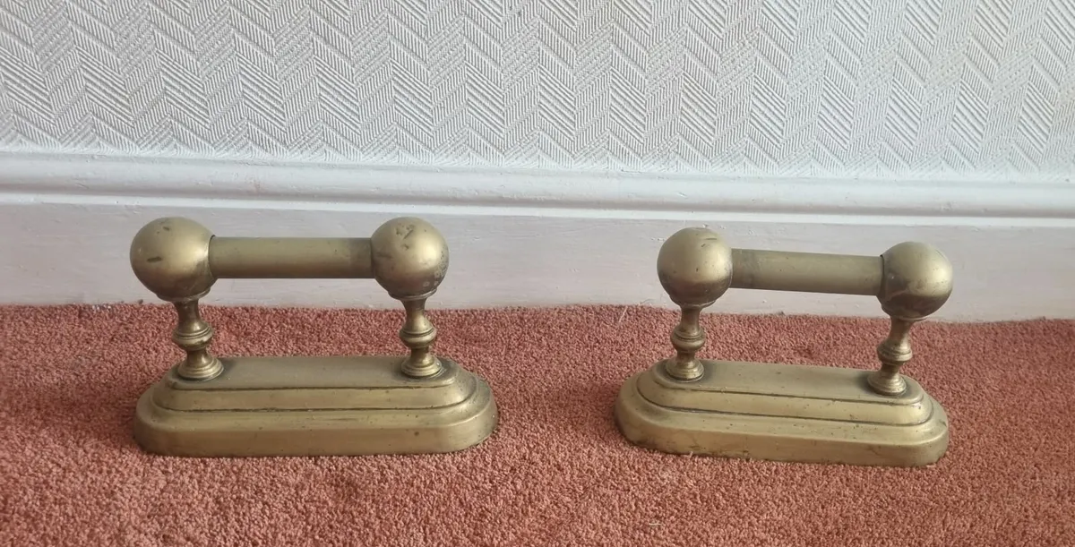 Antique brass boot scrapper door stop - Image 1