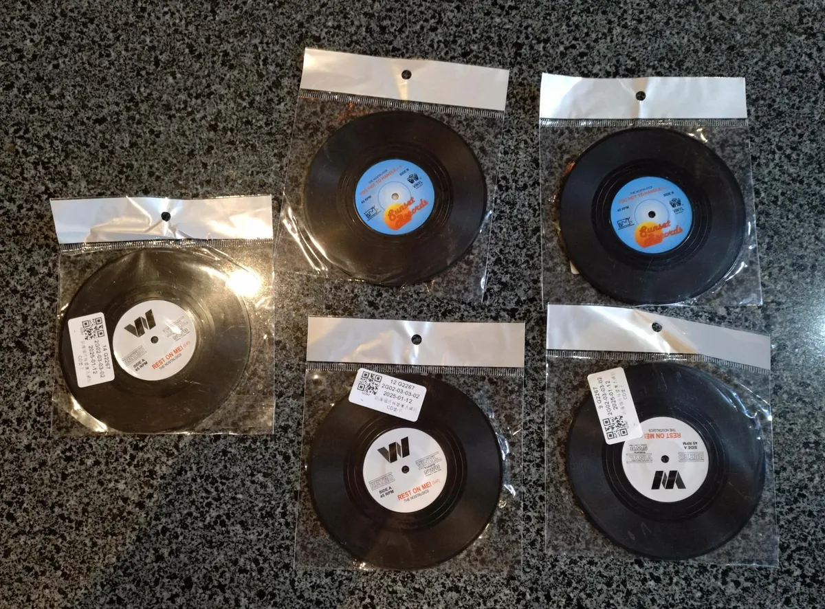 5 VINYL COASTERS (BRAND NEW).