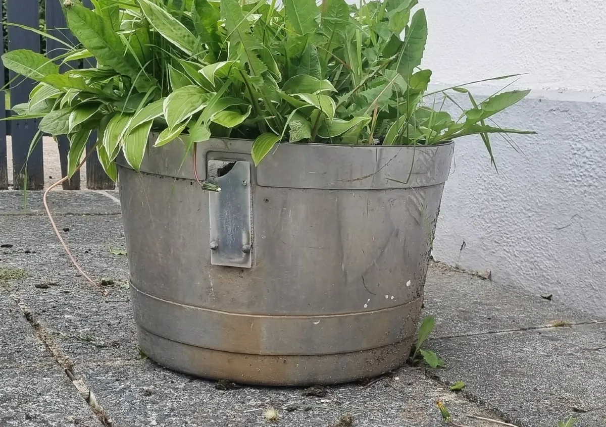Vintage galvanised metal planter - Image 2