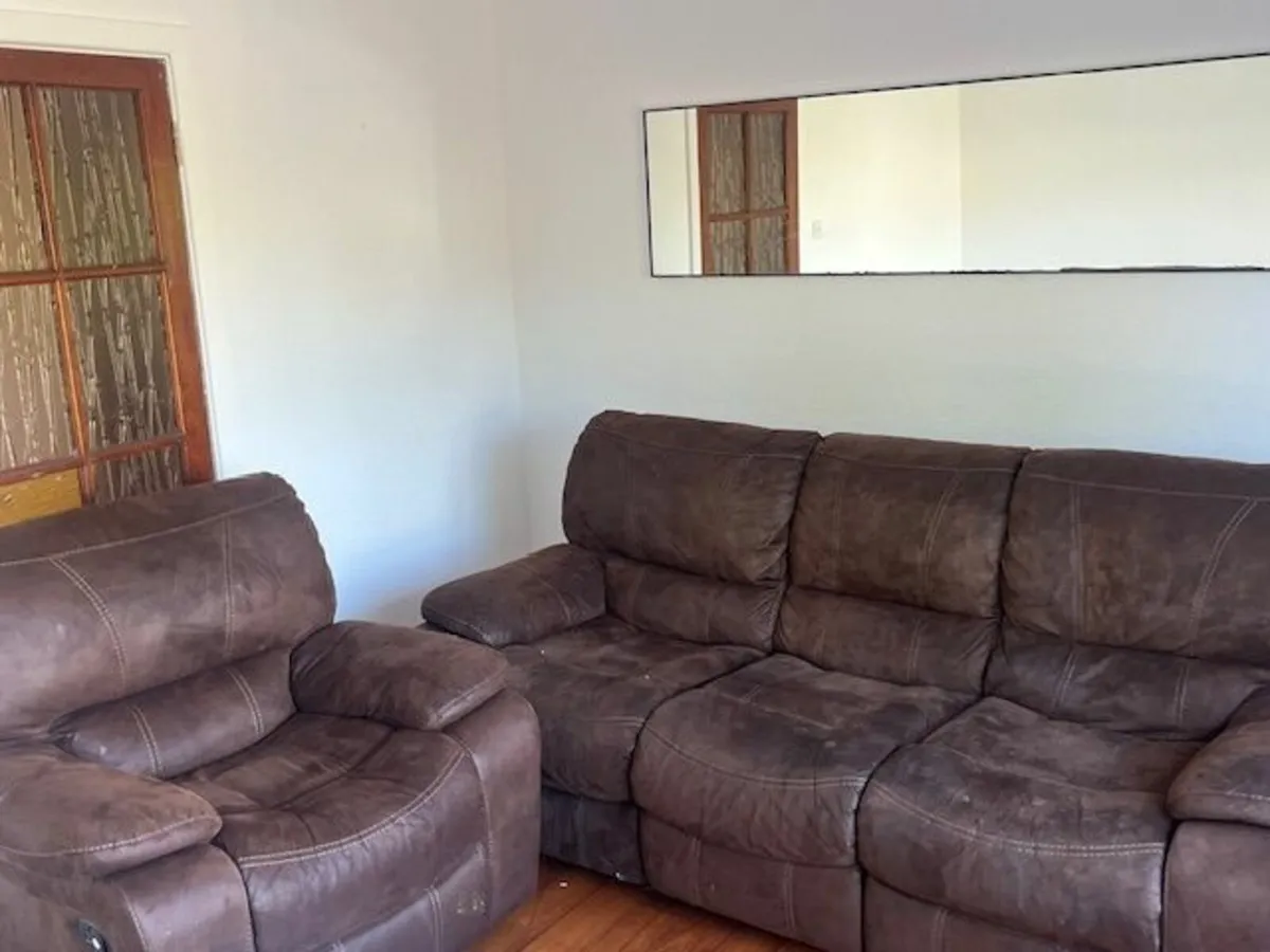 3 Seater LeatherCouch & Matching Armchair For Sale - Image 1