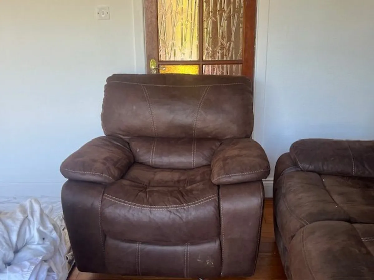 3 Seater LeatherCouch & Matching Armchair For Sale - Image 2