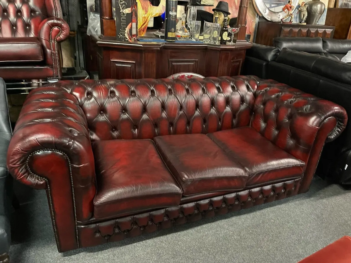 Oxblood red Chesterfield sofa - Image 2