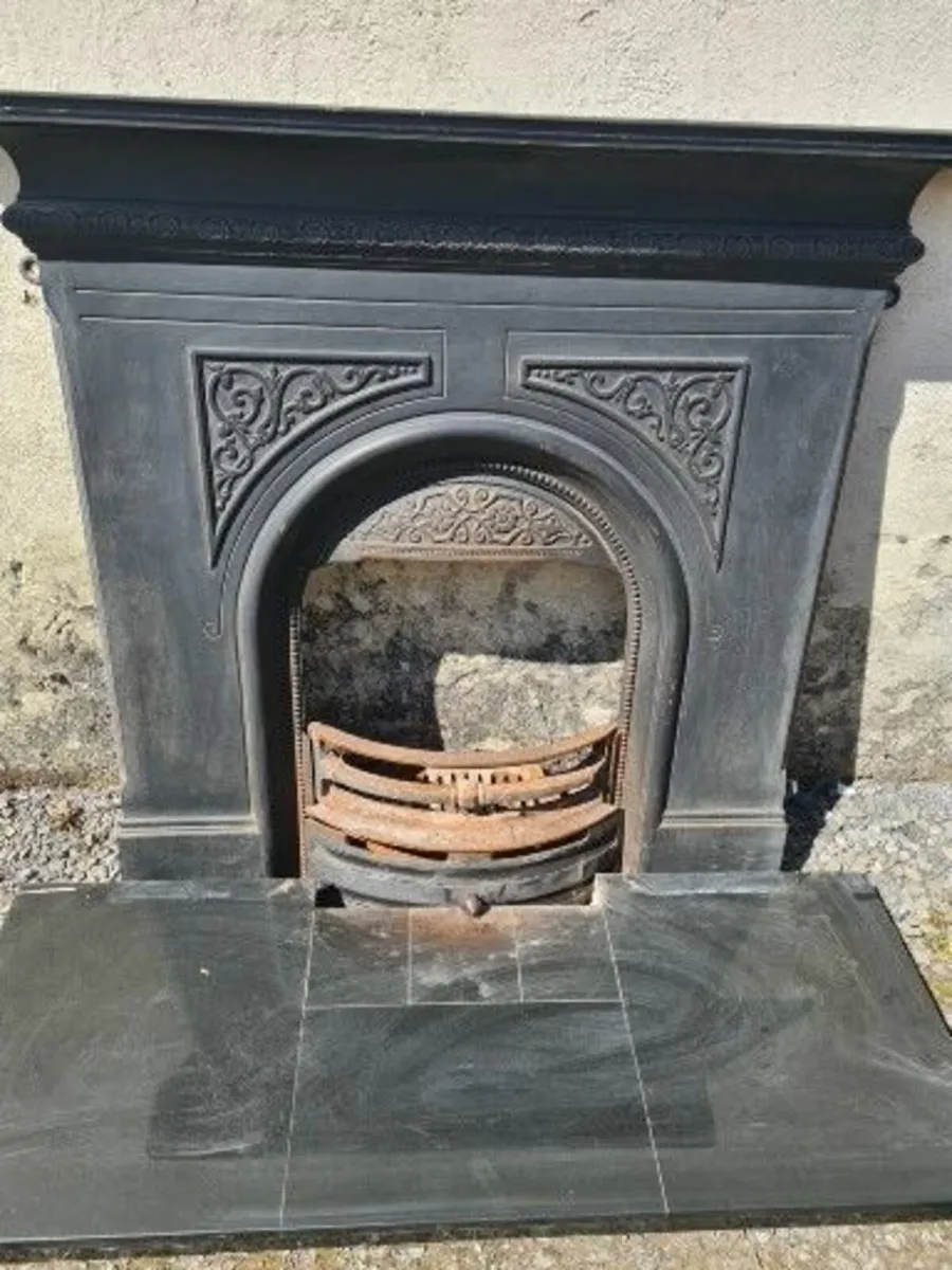 Original cast iron metal fireplace mantel