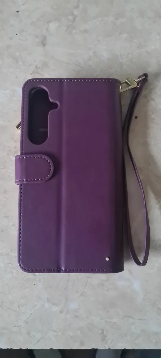 NEW A25 phone case in Purple leather with zip pock - Image 2
