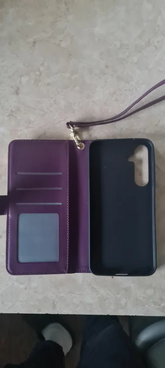 NEW A25 phone case in Purple leather with zip pock - Image 3