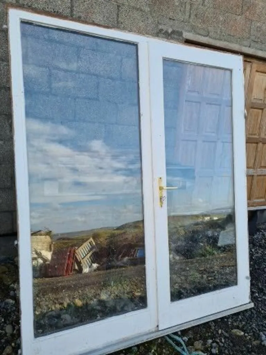 TEAK good quality double glassed patio doors, - Image 1