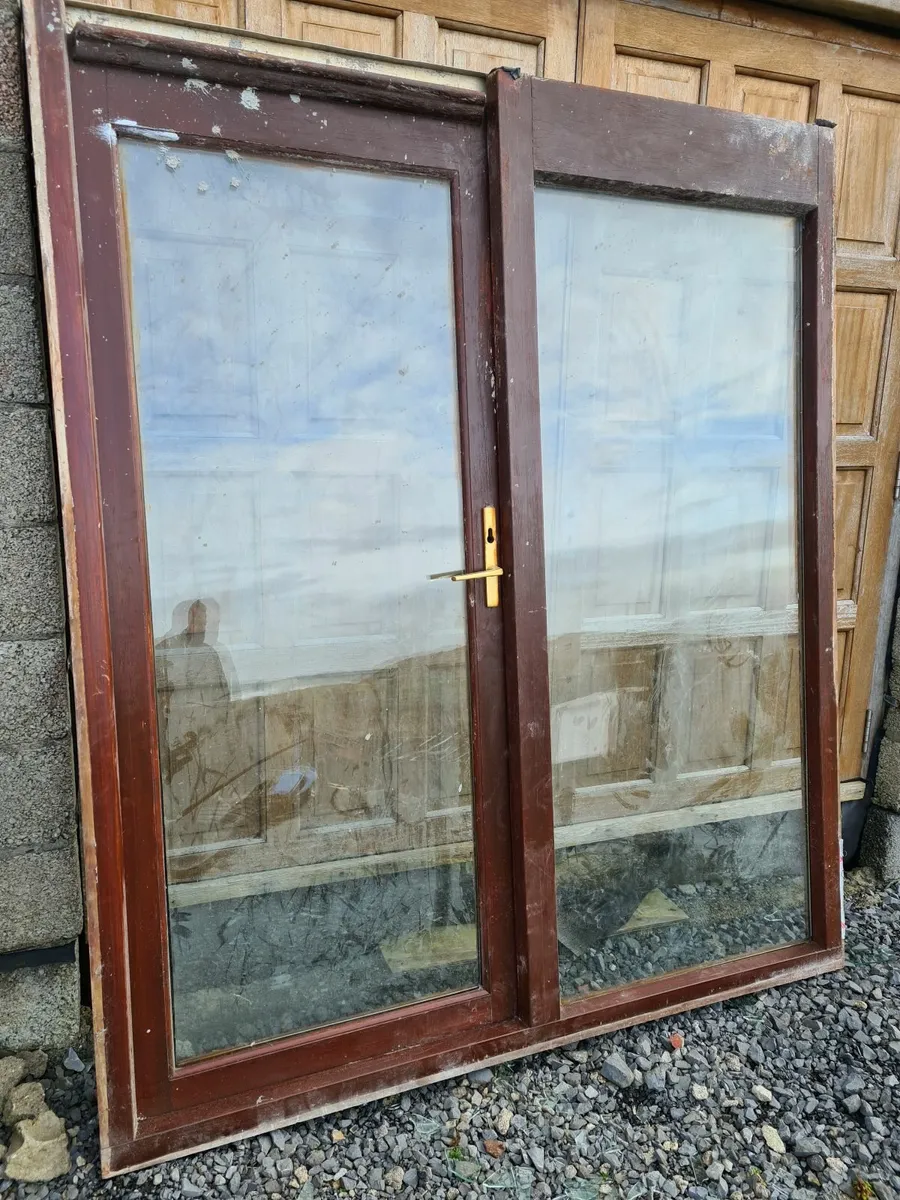 TEAK good quality double glassed patio doors, - Image 2